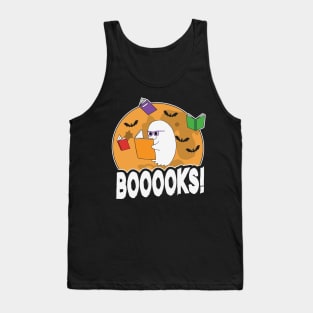 Booooks! Funny Ghost Reading Books Cute Halloween Gift For Book Lovers Tank Top